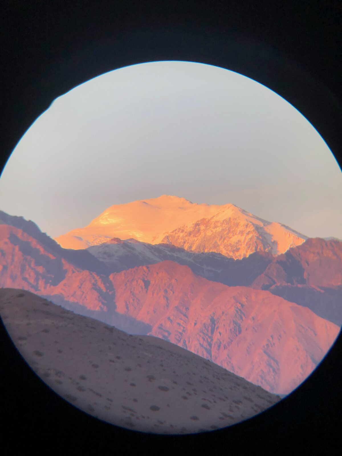 Cerro Mercedario at sunset, seen from the Manantiales basin