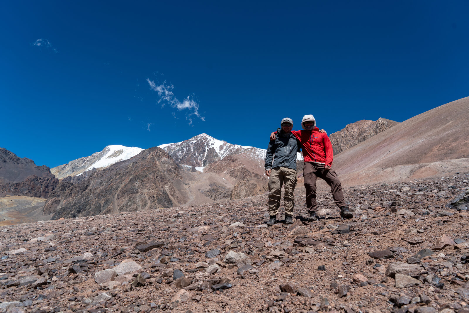 Caden Howlett and Chance Ronemus below Cerro Mercedario