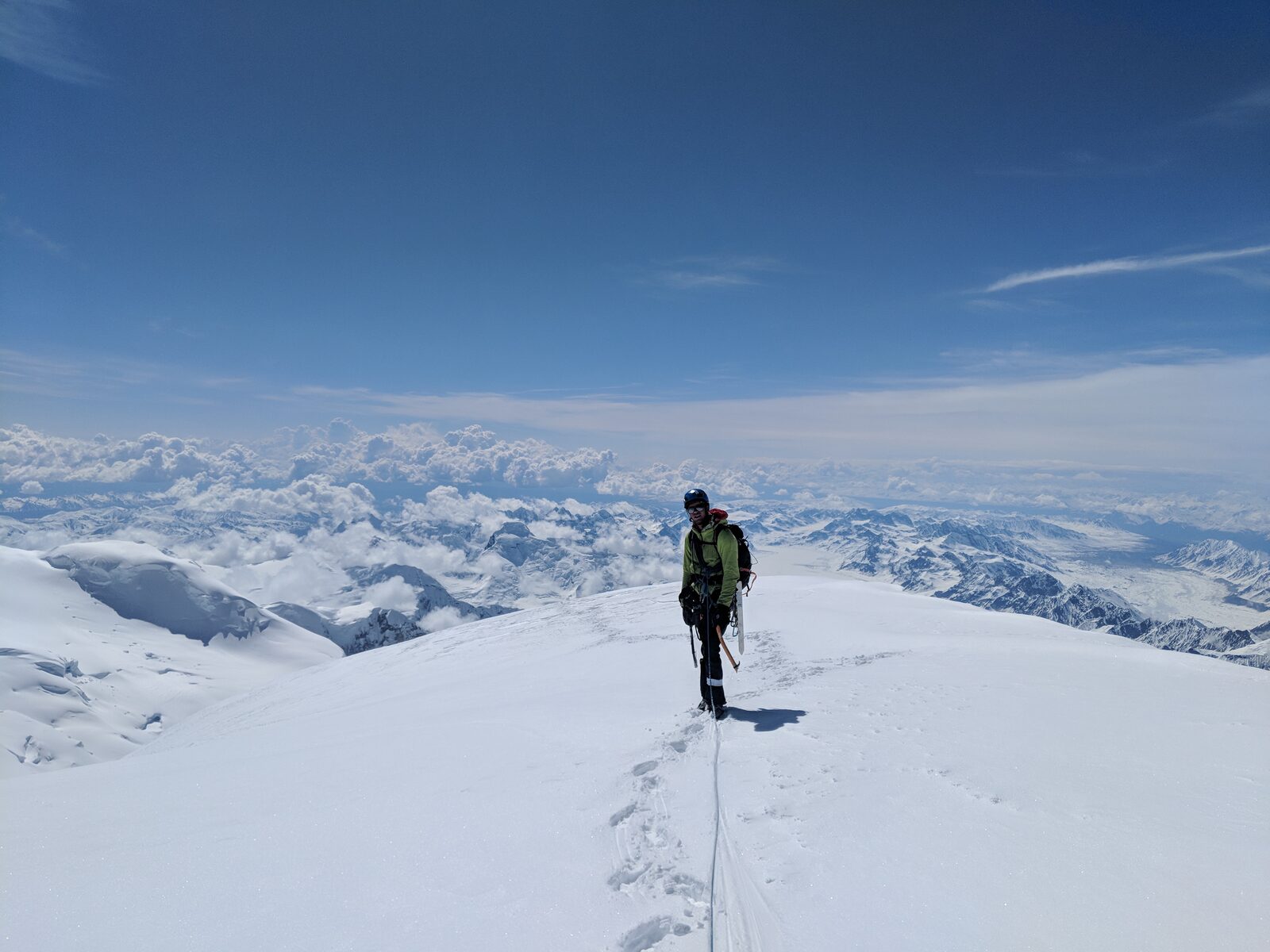Matias on the summit ridge of Begguya