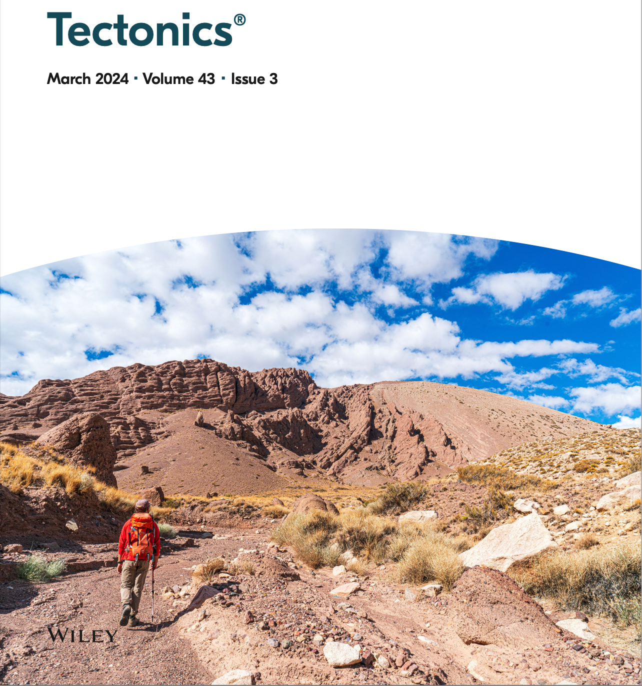 Cover of Tectonics volume 43, featuring the Manantiales basin article